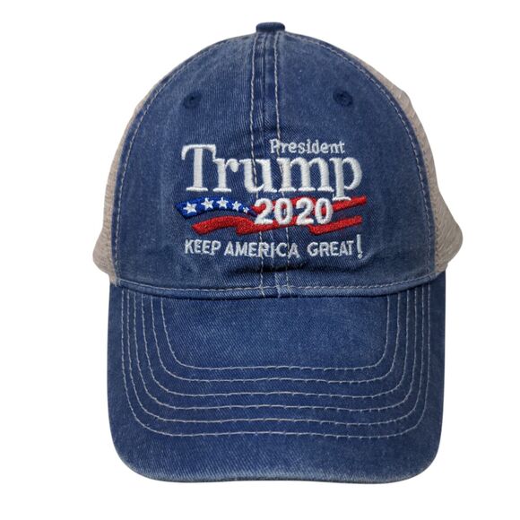 President Trump 2020 Keep America Great Snapback Trucker Hat Blue OS Mesh Back - Picture 1 of 10